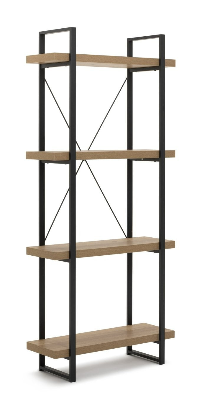 Loft Living Tall Steel Bookcase - Oak | Industrial Interior Style