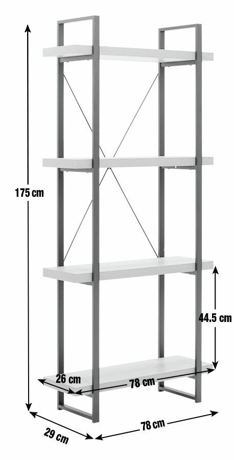 Loft Living Tall Steel Bookcase - Oak | Industrial Interior Style