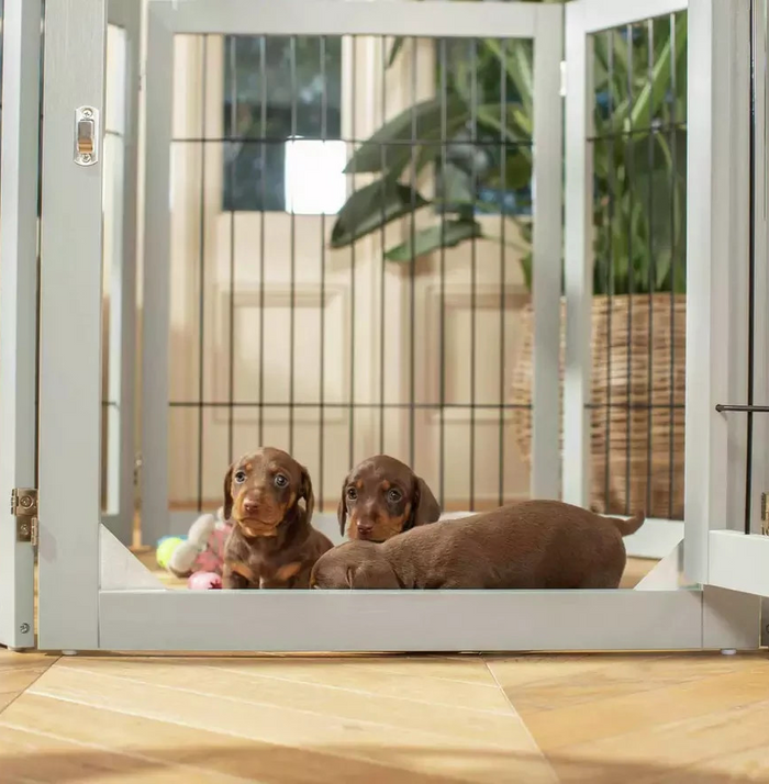 Lords & Labradors Wooden Puppy Play Pen Black 80cm | Pet Safety Enclosure