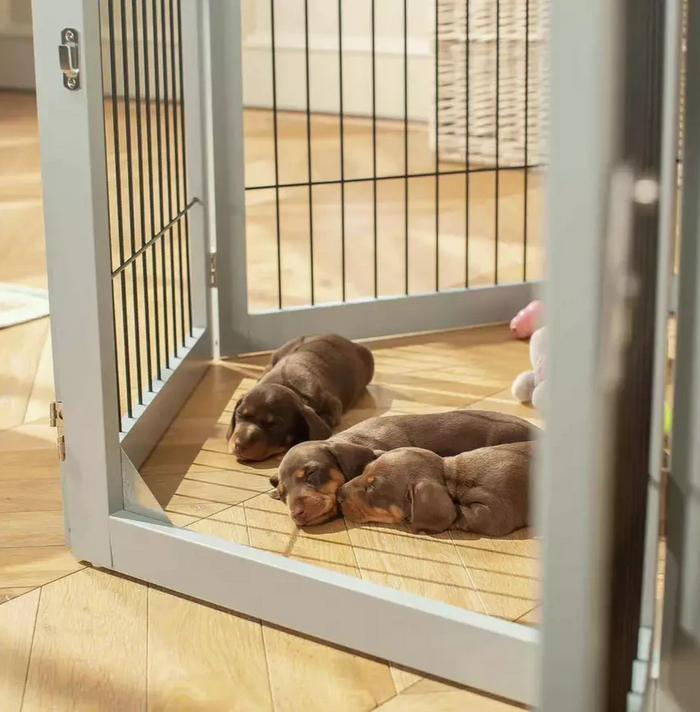 Lords & Labradors Wooden Puppy Play Pen Black 80cm | Pet Safety Enclosure