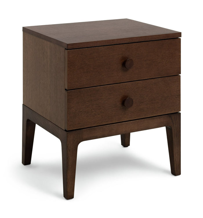 Loxley 2 Drawer Bedside Table - Walnut | Compact Bedroom Solution