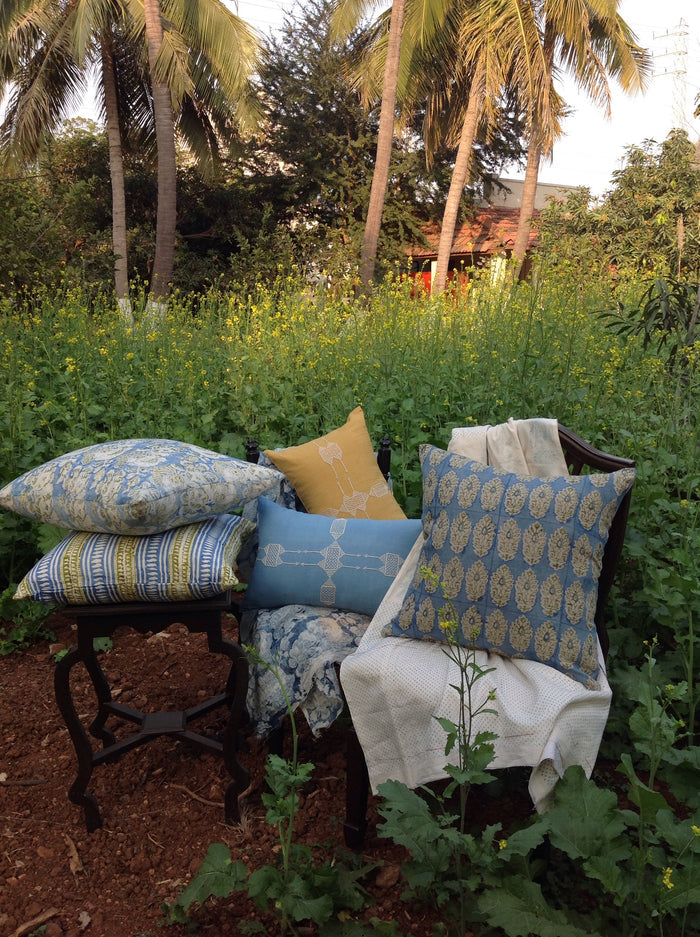 Luca Cornflower Blue/Moss Green Decorative Pillow Cover