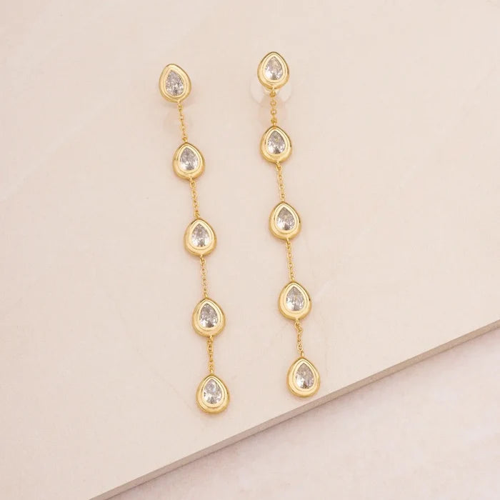 18k Gold Single File Dangle Earrings