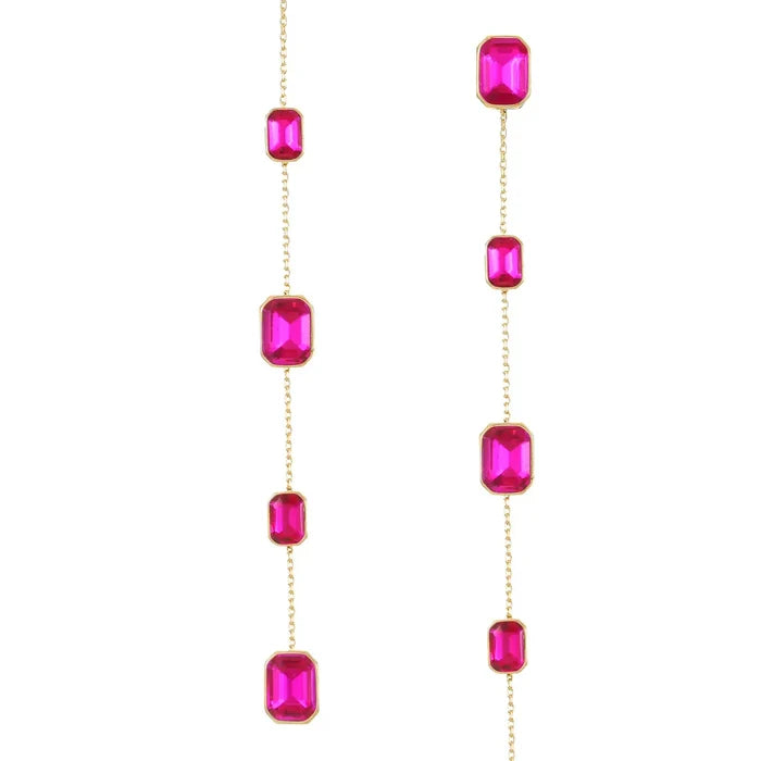 Iconic Crystal Dangle Earrings Fuschia