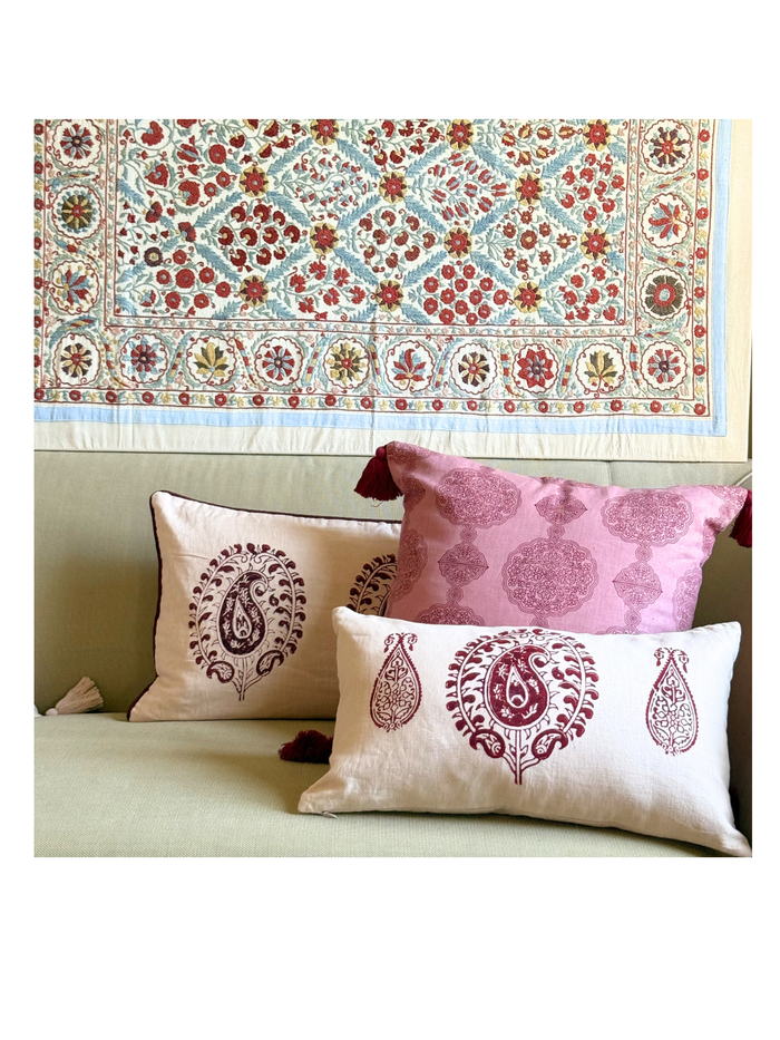 Manali Medallion Old Rose & Sangria Decorative Pillow Cover