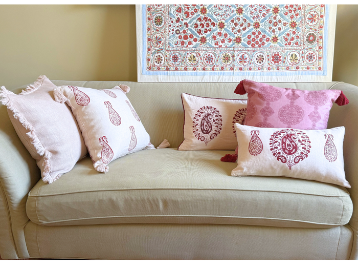 Manali Medallion Old Rose & Sangria Decorative Pillow Cover