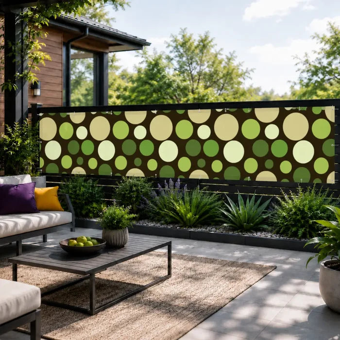 Mid-Century Outdoor Privacy Screen – Retro Bubbles Balcony Cover - Retro Privacy Screen
