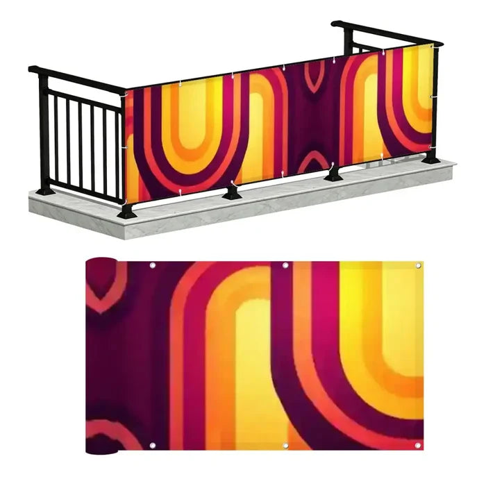 Mid-Century Outdoor Privacy Screen – Waterproof Balcony Cover - Retro Privacy Screen