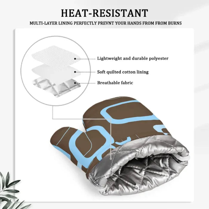 Midcentury 60s Modern Oven Mitts – Heat Resistant Silicone Pair - retro kitchen