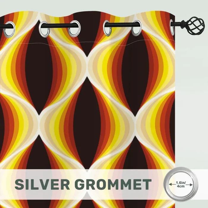Midcentury 70s Retro Blackout Curtains: Bold Vibrant Honeycomb Pattern - retro curtains