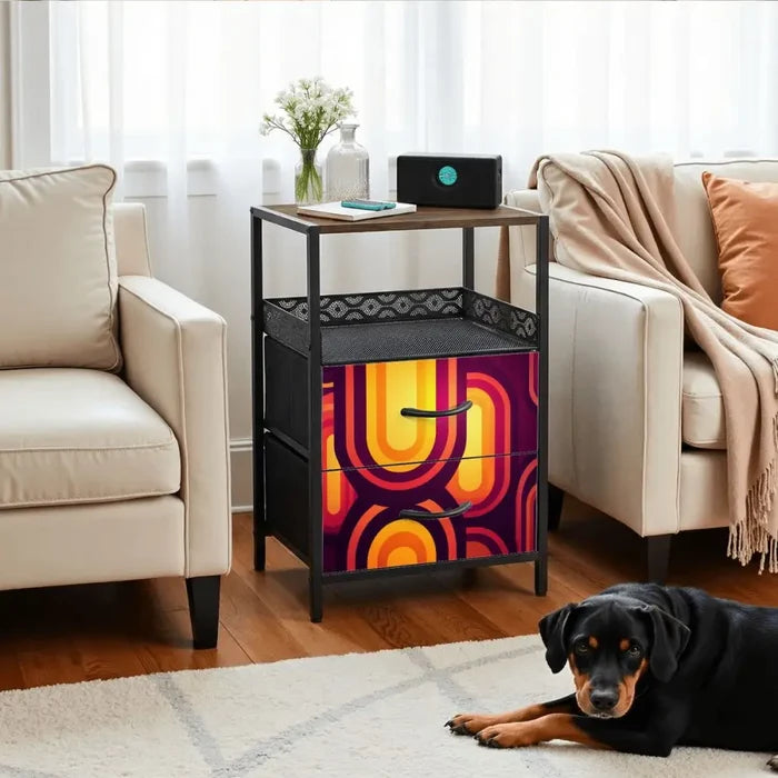 Midcentury Bedside Cabinet - Side Table with Power Outlet & USB Ports - retro bedside table