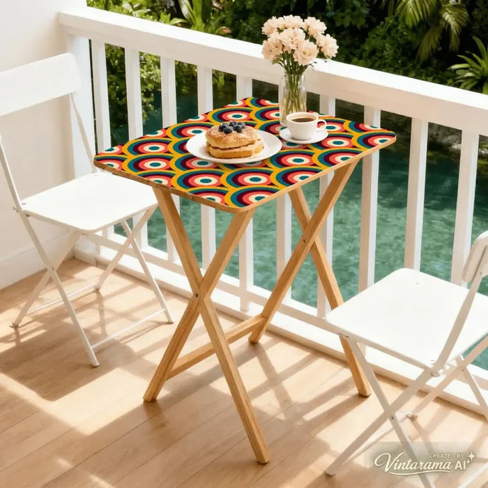 Midcentury Folding Tables – Retro Wood TV Tray Set of 4 - 4 Pack - retro tv tray