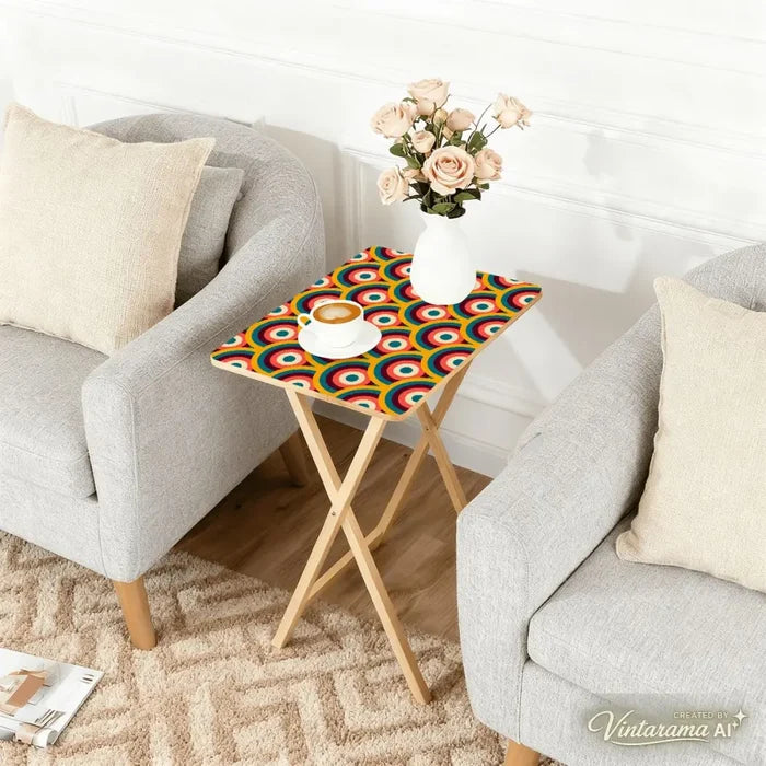 Midcentury Folding Tables – Retro Wood TV Tray Set of 4 - 4 Pack - retro tv tray