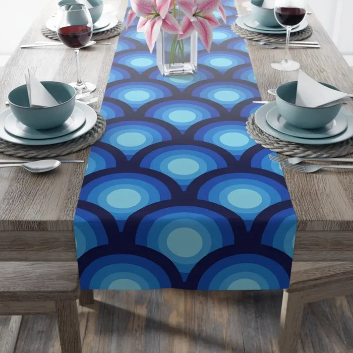 Midcentury Inspired Placemats – 70s Blue Retro Double Sided Heat Proof - retro table linen