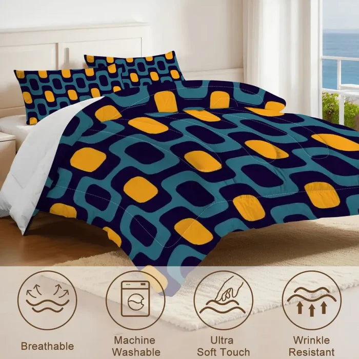 Midcentury King Size Comforter Set – Retro 3 Piece Bedding - Bedding - retro