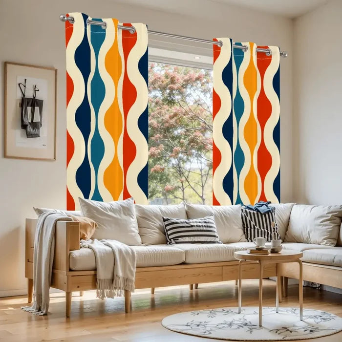 Midcentury Modern Blackout Curtains: 70s Retro Multi Sizes Drapes - retro ads