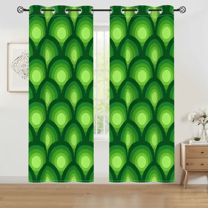 Midcentury Modern Peacock Eye Blackout Curtains: 70s Retro Multi Sizes - 50’’x84’’x2pcs - retro curtains
