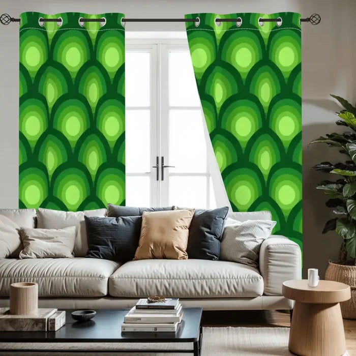 Midcentury Modern Peacock Eye Blackout Curtains: 70s Retro Multi Sizes - retro curtains