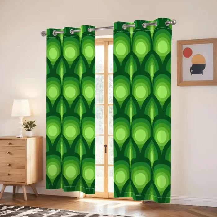 Midcentury Modern Peacock Eye Blackout Curtains: 70s Retro Multi Sizes - retro curtains