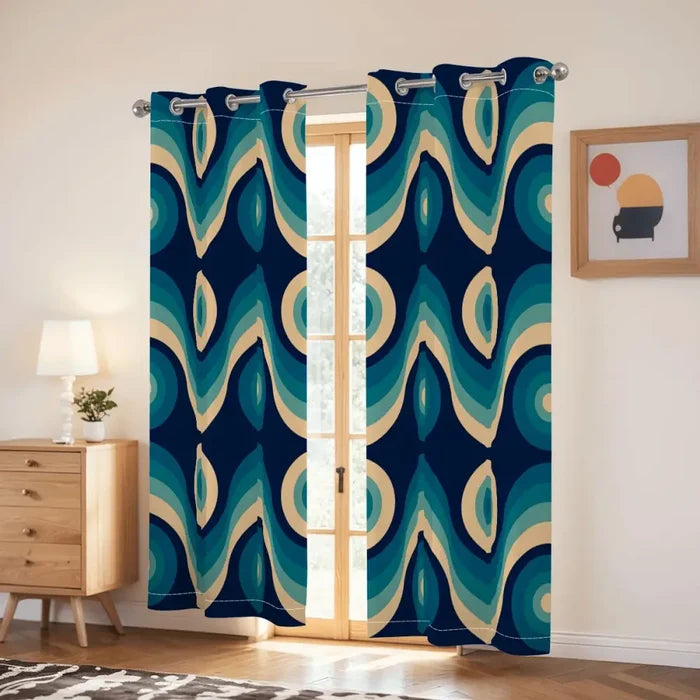 Midcentury Modern Placemats – Blue Retro Double Sided Heat Proof - retro table linen