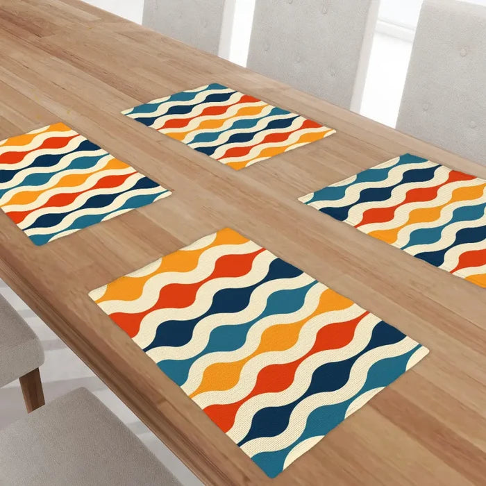 Midcentury Modern Placemats – Double Sided Reusable Table Mats - retro table linen