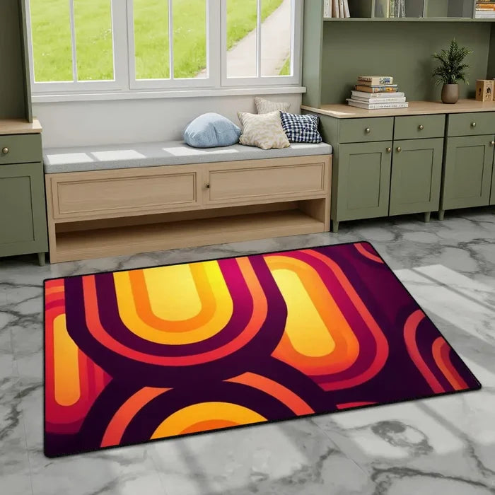 Midcentury Modern Retro 70s Rug – Colourful 5:3 Carpet Custom Sizes - retro rug