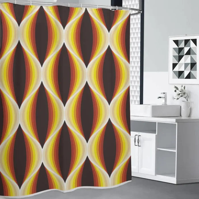 Midcentury Modern Shower Curtain – Vibrant 60s Honeycomb Pattern - retro bathroom