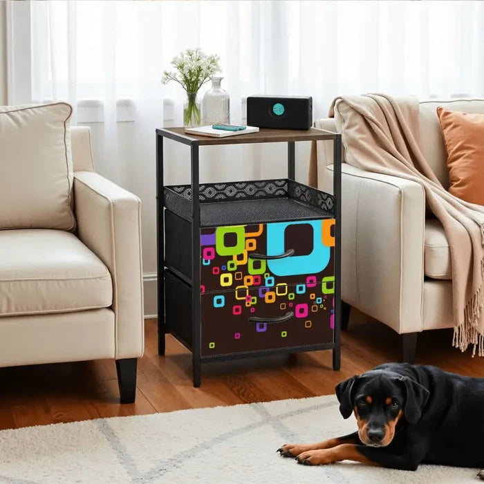 Midcentury Modern Side Table - Nightstand with USB & AC Outlets - retro bedside table