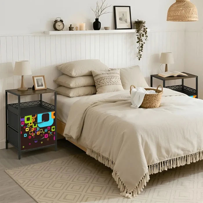 Midcentury Modern Side Table - Nightstand with USB & AC Outlets - retro bedside table