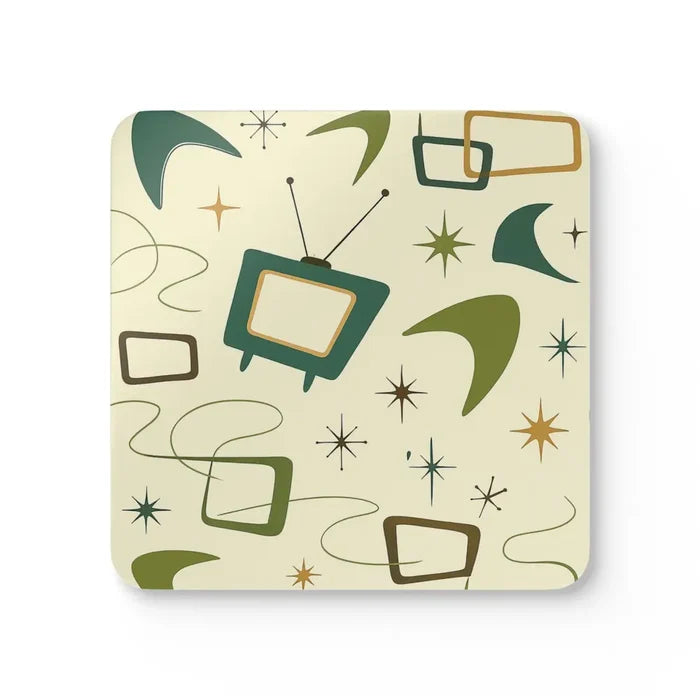 Midcentury Modern Table Coasters – Retro Cork Drink Coasters - retro coaster