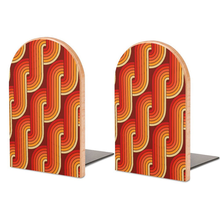 Midcentury Modern Wooden Bookends – Retro Beech Wood Holder Set