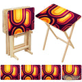 Midcentury Retro TV Trays Set of 4 with Wooden Storage Rack - 4 Pack - retro tv tray