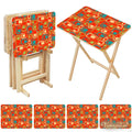 Midcentury TV Tray 4 Tables Set with Rack – Foldable Wooden Snack Tables - 4 Pack - retro tv tray