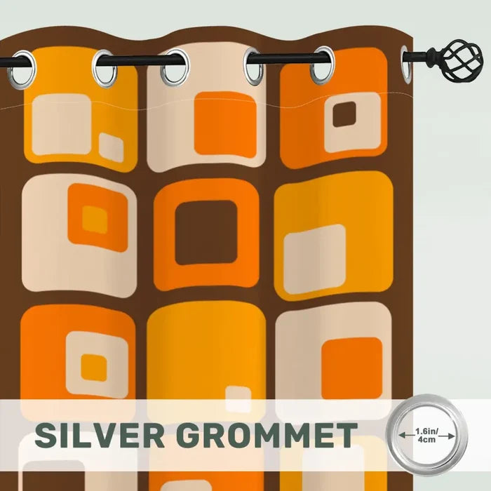 Multi Sizes 70s Grommet Curtains: Midcentury Modern Blackout Drapes - retro curtains