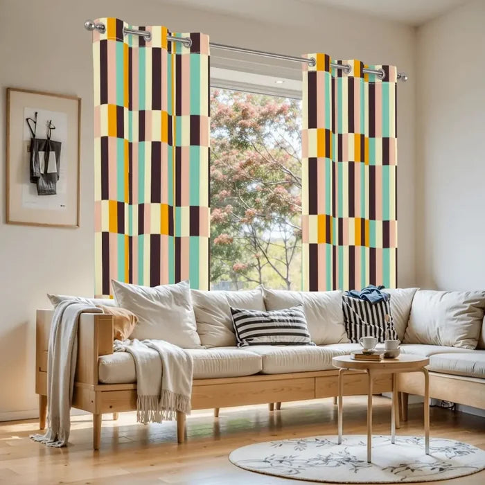 Multi Sizes Blackout Curtains - 60s Retro Pastel Pattern Drapes - retro curtains