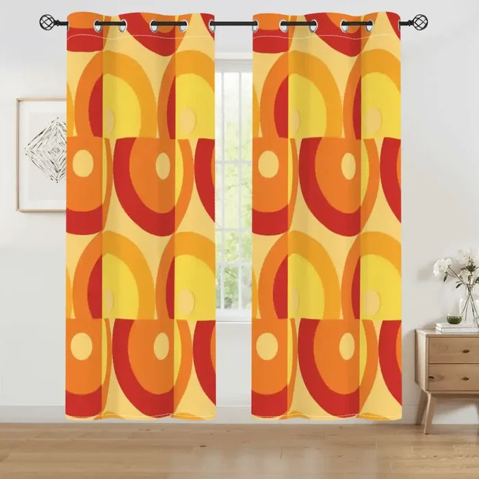 Multi Sizes Blackout Curtains - 70 Retro 60s Mid-Century Modern Panels - 50’’x84’’x2pcs - retro curtains