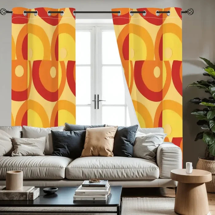 Multi Sizes Blackout Curtains - 70 Retro 60s Mid-Century Modern Panels - retro curtains