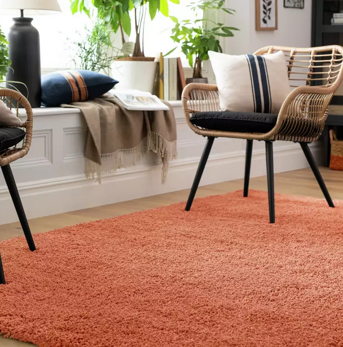 Noodle Plain Terracotta Rug 120x170cm | Modern Living Room Floor Rug Carpet