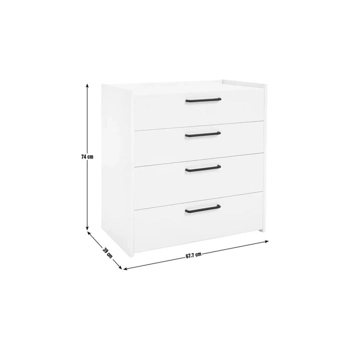 Oldham Wide 4 Drawer Chest - Walnut | Space-saving Bedroom Storage
