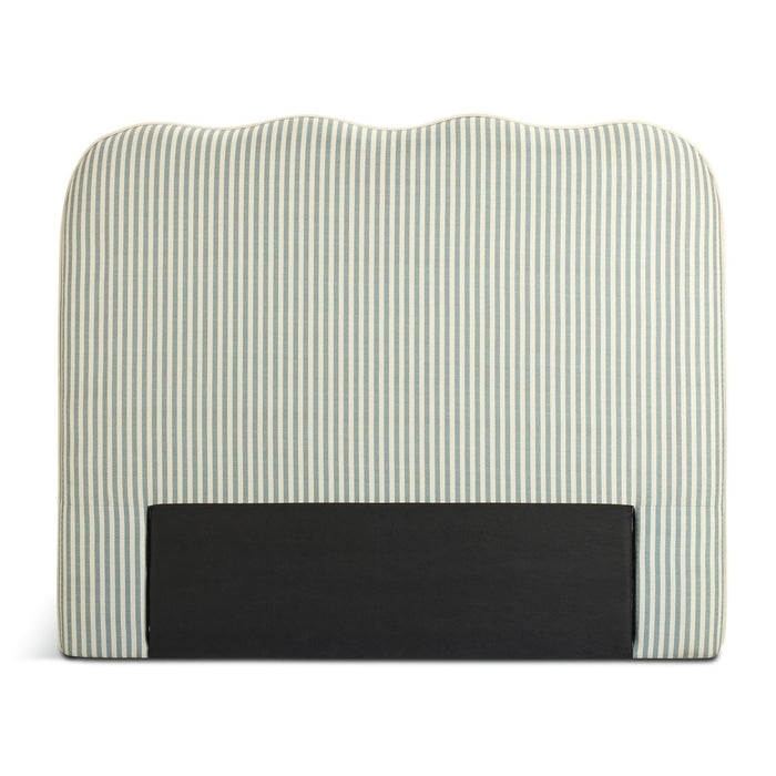 Onda Linen Double Headboard - Stripe Sage | Soft velvet bed backboard
