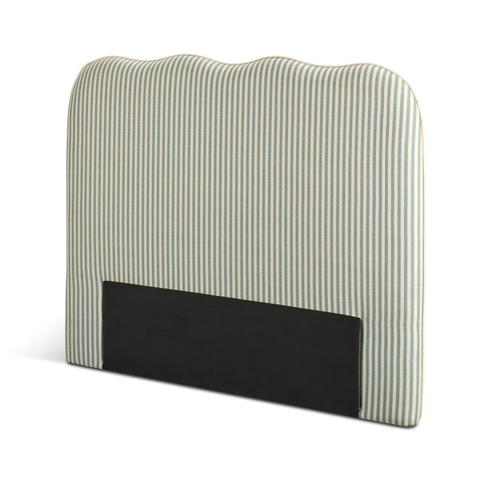 Onda Linen Double Headboard - Stripe Sage | Soft velvet bed backboard