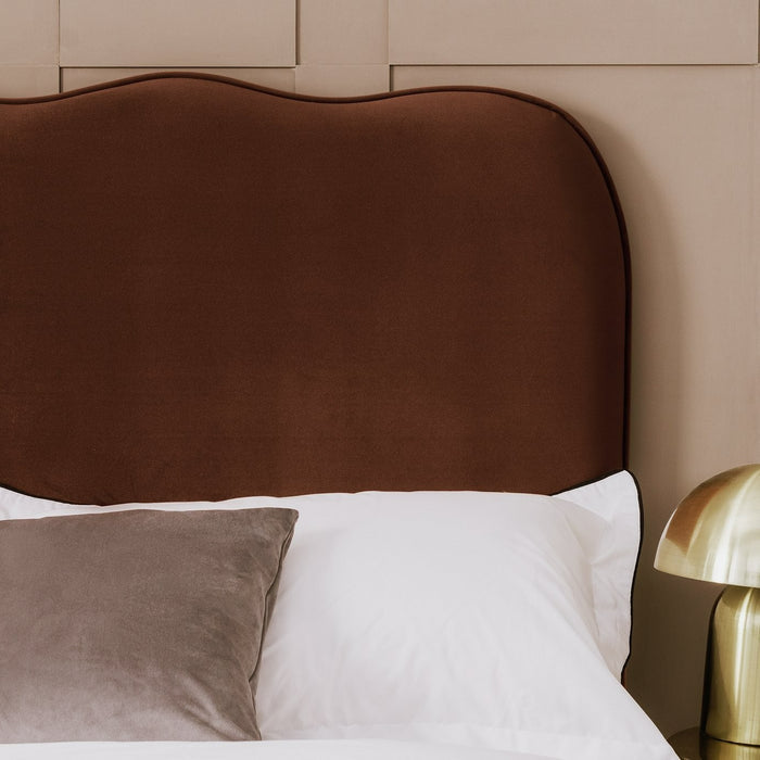 Onda Velvet Double Headboard - Rust | Soft velvet bed backboard