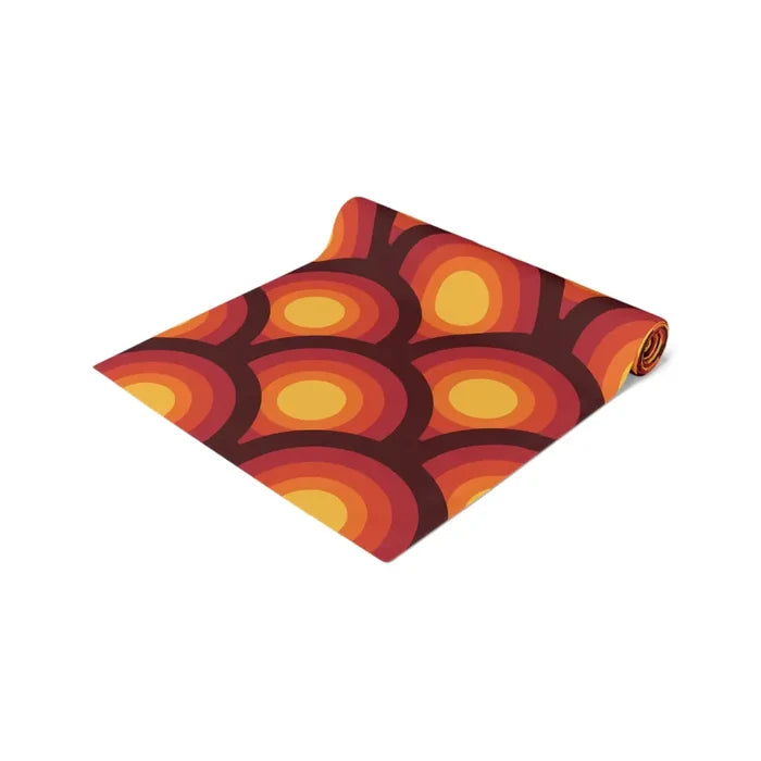 Orange Red Peacock Eye Midcentury Retro 70s Table Runner in 2 Sizes - retro table linen