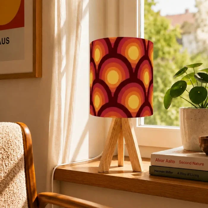 Orange Red Retro Midcentury Tripod Table Lamp – Smart LED Bedside Light - retro table lamps