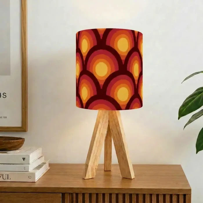 Orange Red Retro Midcentury Tripod Table Lamp – Smart LED Bedside Light - retro table lamps