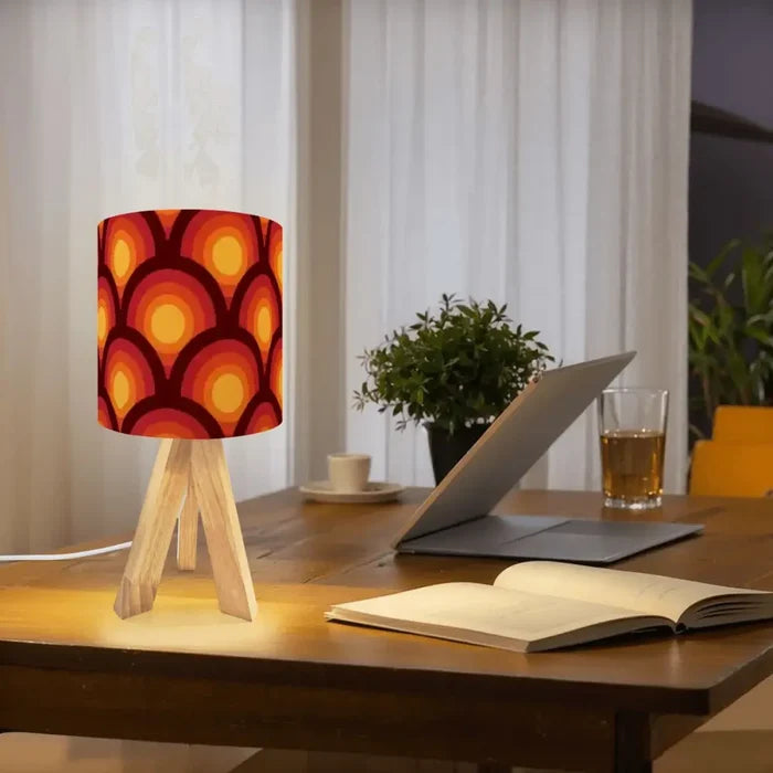 Orange Red Retro Midcentury Tripod Table Lamp – Smart LED Bedside Light - retro table lamps