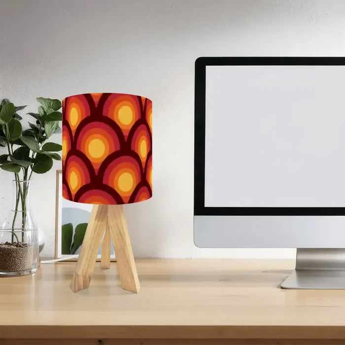 Orange Red Retro Midcentury Tripod Table Lamp – Smart LED Bedside Light - retro table lamps
