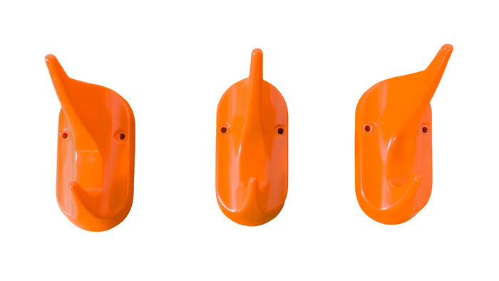 Original 1970s Orange Midcentury Plastic Hooks for Wall Mounting - 1 of 18