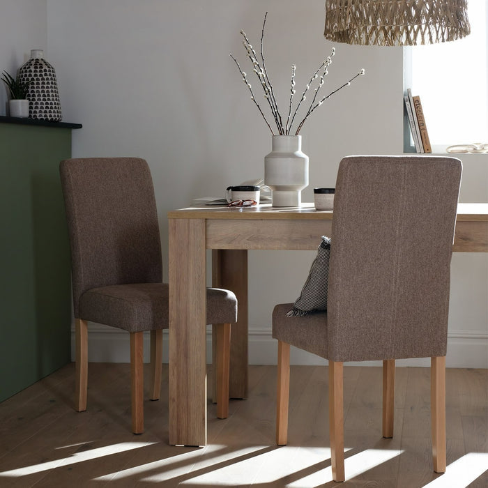 Pair of Midback Fabric Dining Chair - Brown | Upholstered Kitchen Furniture