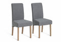 Pair of Midback Skirt Tweed Fabric Dining Chairs | Elegant Kitchen Accent